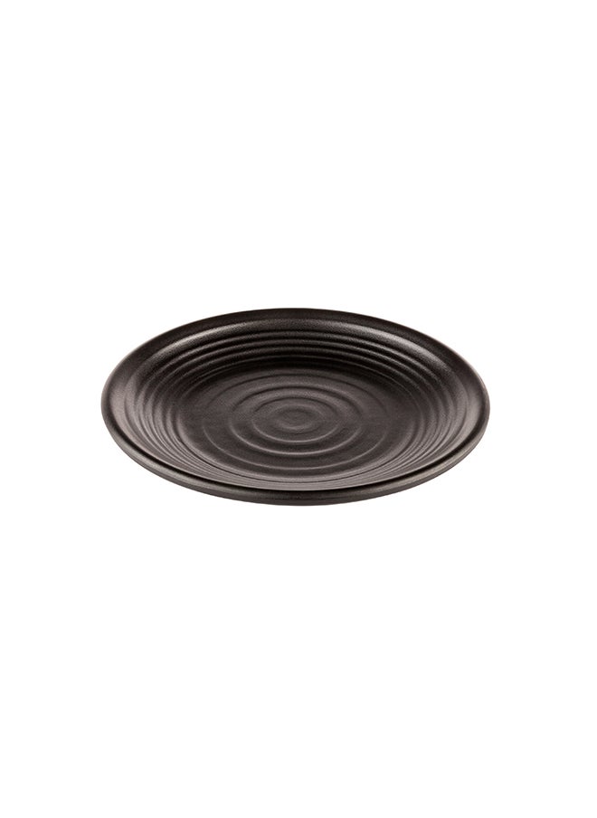 Restaurantware-Voga 8 x 8 Inch Serving Plates, 10 Round Dinner Plates - Premium, Mimics The Look Of Black Stone, Black Melamine Serving Platters, Serve Hot Or Cold Food, For All Occasions