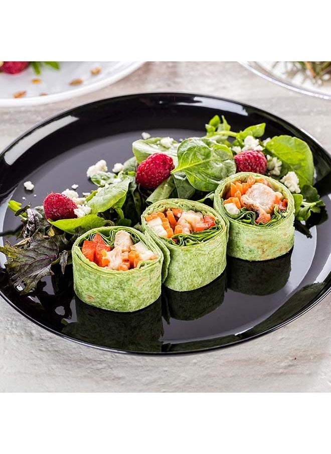 Restaurantware-9 x 9 Inch Catering Plates, 100 Round Dinner Plates - Sturdy, Disposable, Black Plastic Disposable Plates, Unique Design, For Special Occasions, Catered Events