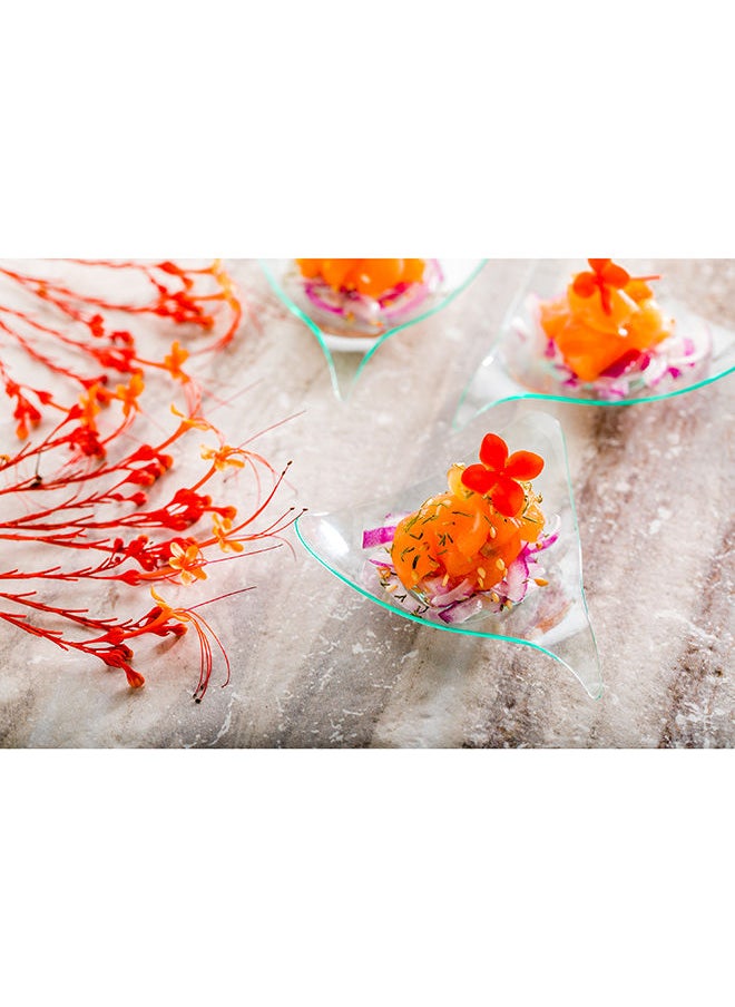Restaurantware-3 x 3 Inch Dessert Plates, 100 Small Cocktail Plates - Asymmetrical, Shooting Star Design, Seagreen Plastic Disposable Appetizer Plates, Holds Sauces And Dips, For Parties