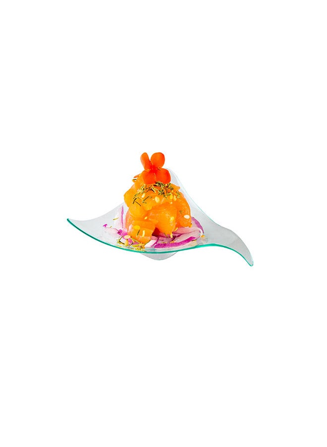 Restaurantware-3 x 3 Inch Dessert Plates, 100 Small Cocktail Plates - Asymmetrical, Shooting Star Design, Seagreen Plastic Disposable Appetizer Plates, Holds Sauces And Dips, For Parties
