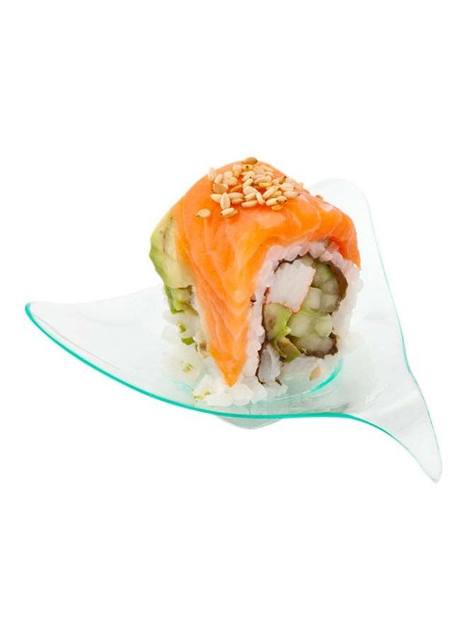 Restaurantware-3 x 3 Inch Dessert Plates, 100 Small Cocktail Plates - Asymmetrical, Shooting Star Design, Seagreen Plastic Disposable Appetizer Plates, Holds Sauces And Dips, For Parties
