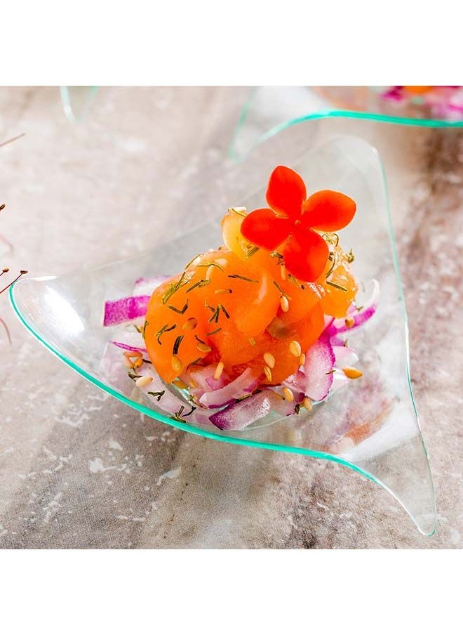 Restaurantware-3 x 3 Inch Dessert Plates, 100 Small Cocktail Plates - Asymmetrical, Shooting Star Design, Seagreen Plastic Disposable Appetizer Plates, Holds Sauces And Dips, For Parties