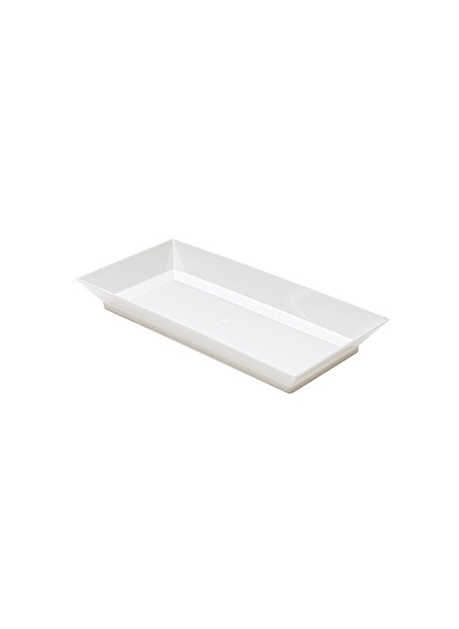 Restaurantware-5 x 2.5 Inch Mini Tasting Plates, 100 Disposable Rectangle Plastic Plates - Durable, Stylish, White Plastic Hors D'oeuvre Serving Plates, For Desserts Or Appetizers At Parties