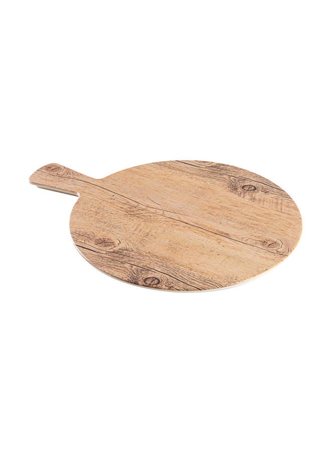 Restaurantware-16.5 Inch x 12.5 Inch Serving Board, 1 With Handle Cheese Platter Board - Round, Large, Countryside Brown Faux Wood Charcuterie Serving Tray, Break Resistant, For Appetizers And Spreads