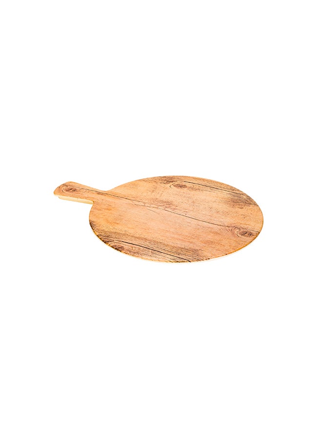 Restaurantware-16.5 Inch x 12.5 Inch Serving Board, 1 With Handle Cheese Platter Board - Round, Large, Countryside Brown Faux Wood Charcuterie Serving Tray, Break Resistant, For Appetizers And Spreads