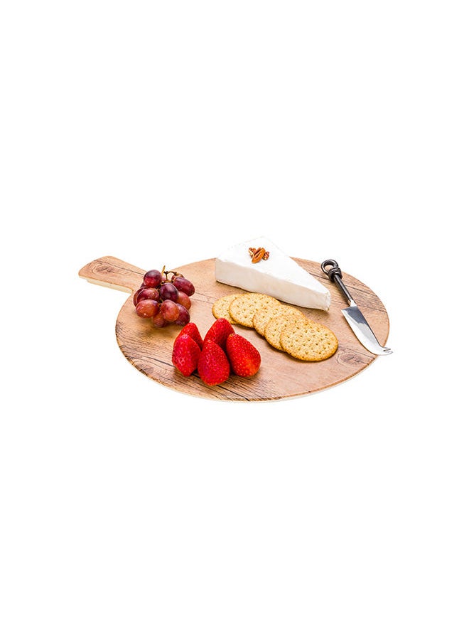 Restaurantware-16.5 Inch x 12.5 Inch Serving Board, 1 With Handle Cheese Platter Board - Round, Large, Countryside Brown Faux Wood Charcuterie Serving Tray, Break Resistant, For Appetizers And Spreads