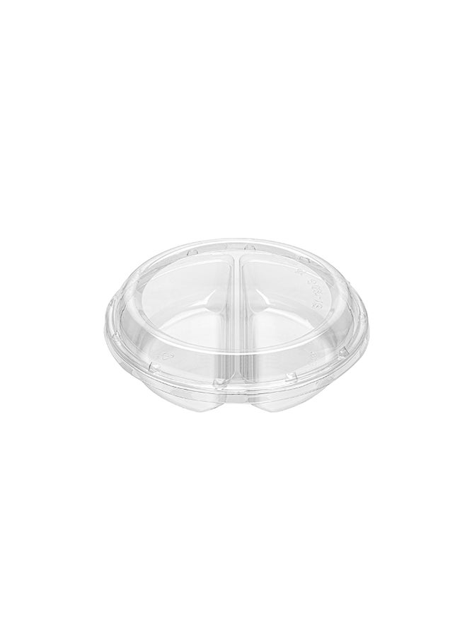 Restaurantware-Thermo Tek 7.5 x 2.4 Inch Serving Platters with Lids, 100 Disposable Veggie Trays - Round, 2 Compartments, Clear Plastic Appetizer Platters, Serve Fruits At Parties or Catered Events,