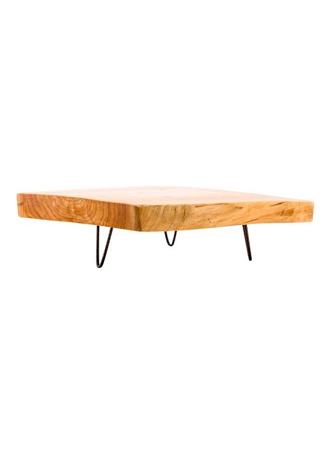 Restaurantware- 15 x 14 x 1.5 Inch Rustic Cake Stand, 1 Durable Footed Serving Tray - 3-Legged, Slab Design, Wood Rustic Food Display Stand, Shatterproof, For Hors d'oeuvres, Appetizers, And Snacks