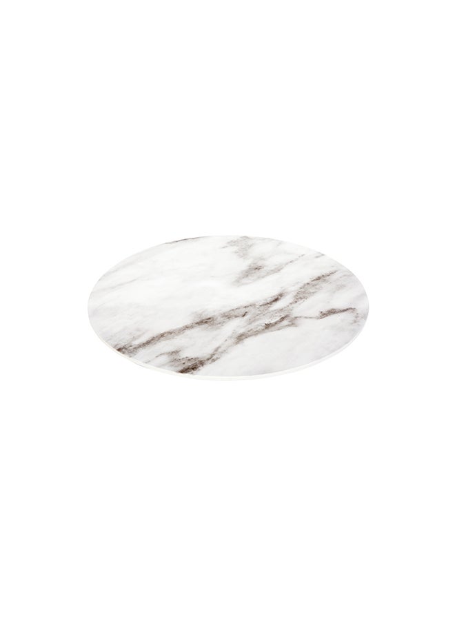 Restaurantware-Voga 13 Inch Serving Tray, 1 Round Outdoor Tray - Faux Marble, Dishwasher-Safe, White Melamine Platter Tray, For Meals, Appetizers, And Snacks, Shatterproof