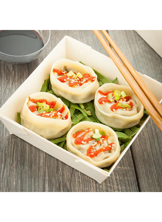 Restaurantware-Taipei 14 Ounce Food Containers, 100 Square Wooden Bento Boxes - Lids Sold Separately, Grease Impermeable, Poplar To Go Boxes, Disposable, Serve Noodles, Dumplings, And More