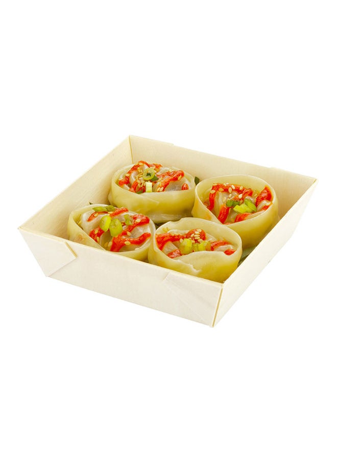Restaurantware-Taipei 14 Ounce Food Containers, 100 Square Wooden Bento Boxes - Lids Sold Separately, Grease Impermeable, Poplar To Go Boxes, Disposable, Serve Noodles, Dumplings, And More