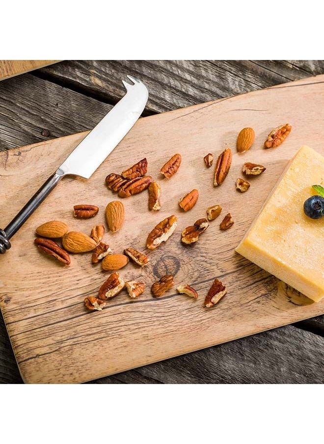 Restaurantware-16.5 Inch x 7 Inch Serving Board, 1 With Handle Cheese Platter Board - Rectangle, Large, Countryside Brown Faux Wood Charcuterie Serving Tray, Won't Break, For Appetizers And Spreads