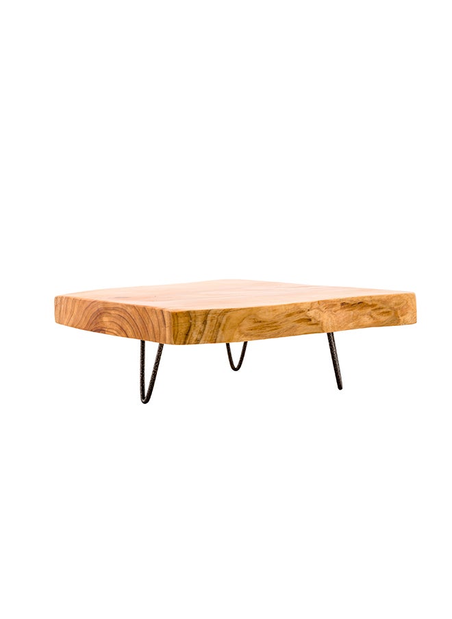 Restaurantware- 11.5 x 11.1 x 1 Inch Rustic Cake Stand, 1 Durable Footed Serving Tray - 3-Legged, Slab Design, Wood Rustic Food Display Stand, Shatterproof, For Hors d'oeuvres And Appetizers