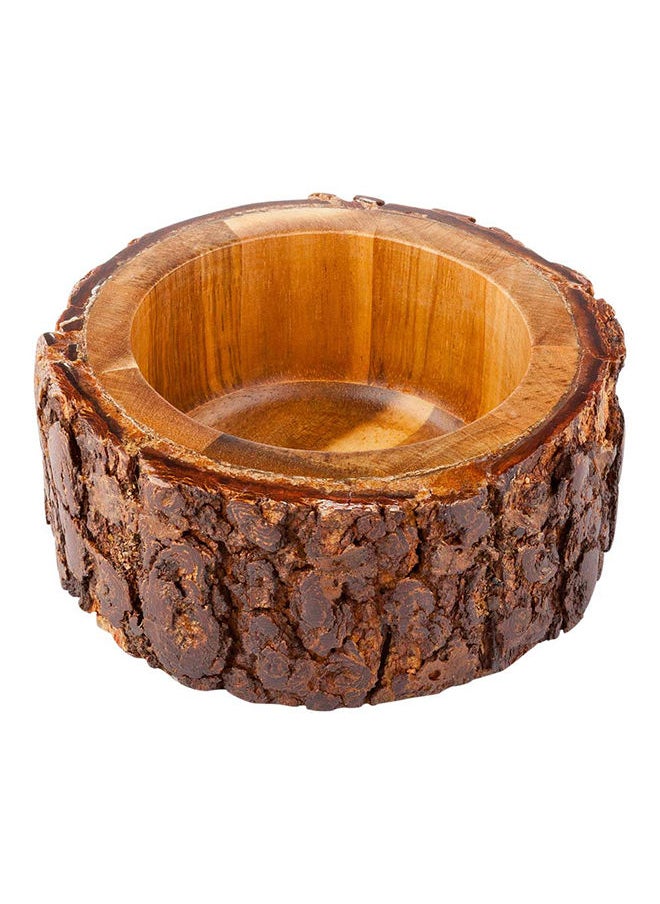 Restaurantware-10 Ounce Wood Serving Bowl, 1 Small Rustic Wood Bowl - Varnished With Bark Edges, Round, Natural Acacia Wood Wood Soup Bowl, For Appetizers, Salads, Entrees