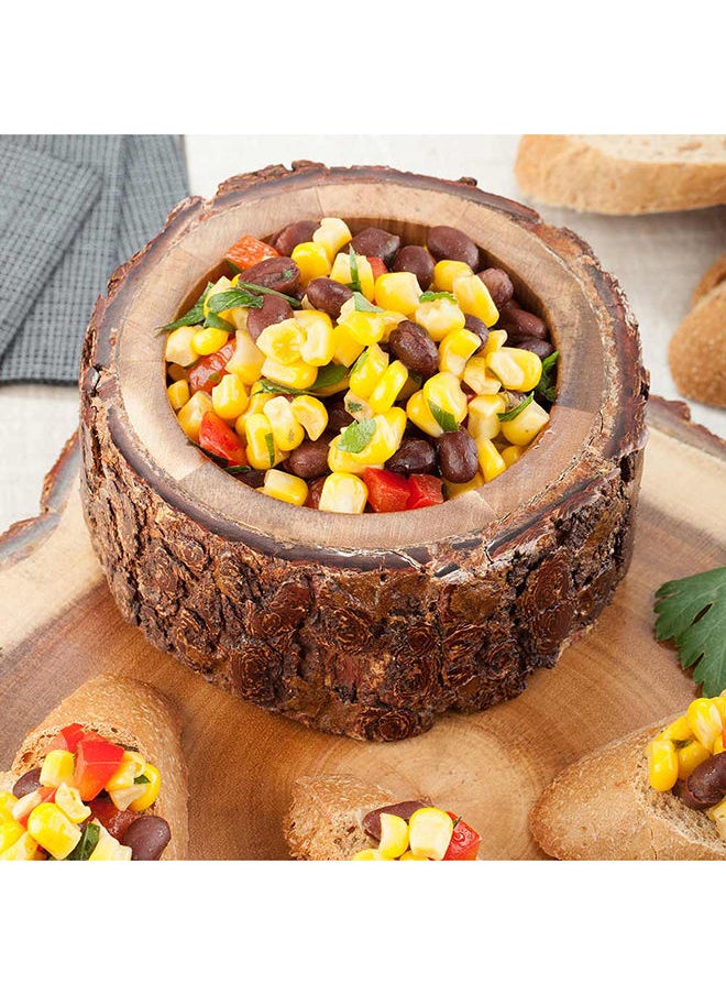 Restaurantware-10 Ounce Wood Serving Bowl, 1 Small Rustic Wood Bowl - Varnished With Bark Edges, Round, Natural Acacia Wood Wood Soup Bowl, For Appetizers, Salads, Entrees