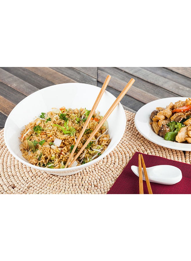 Voga 22 Ounce Angled Serving Bowls, 2 Premium Dinner Bowls - Top Rack Dishwashable, Sloping Rim, White Melamine Salad Bowls, Serve Hot And Cold Foods, For Parties Or Events