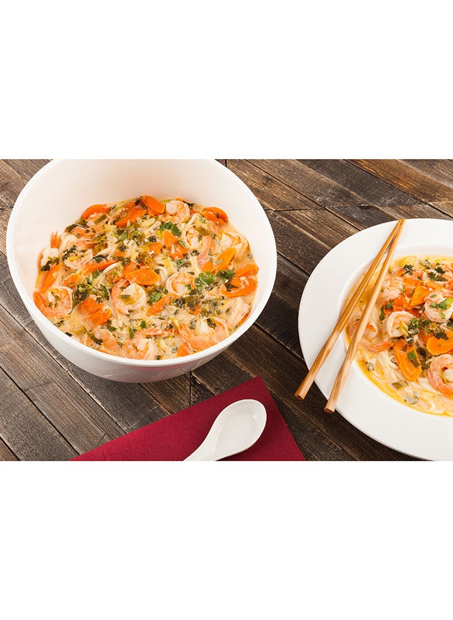 Restaurantware-Voga 101 Ounce Angled Bowls, 2 Slant Cut Serving Bowls - Top Rack Dishwashable, Premium, White Melamine Salad Bowls, Serve Hot And Cold Foods, For Parties Or Events