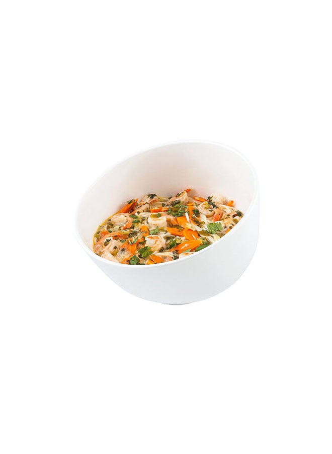 Restaurantware-Voga 101 Ounce Angled Bowls, 2 Slant Cut Serving Bowls - Top Rack Dishwashable, Premium, White Melamine Salad Bowls, Serve Hot And Cold Foods, For Parties Or Events