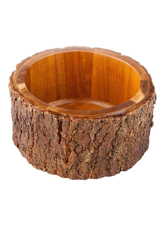Restaurantware-Medium Round Acacia Wood Serving Bowl Varnished with Bark D6x3 inches, 30 Ounce 1ct Box