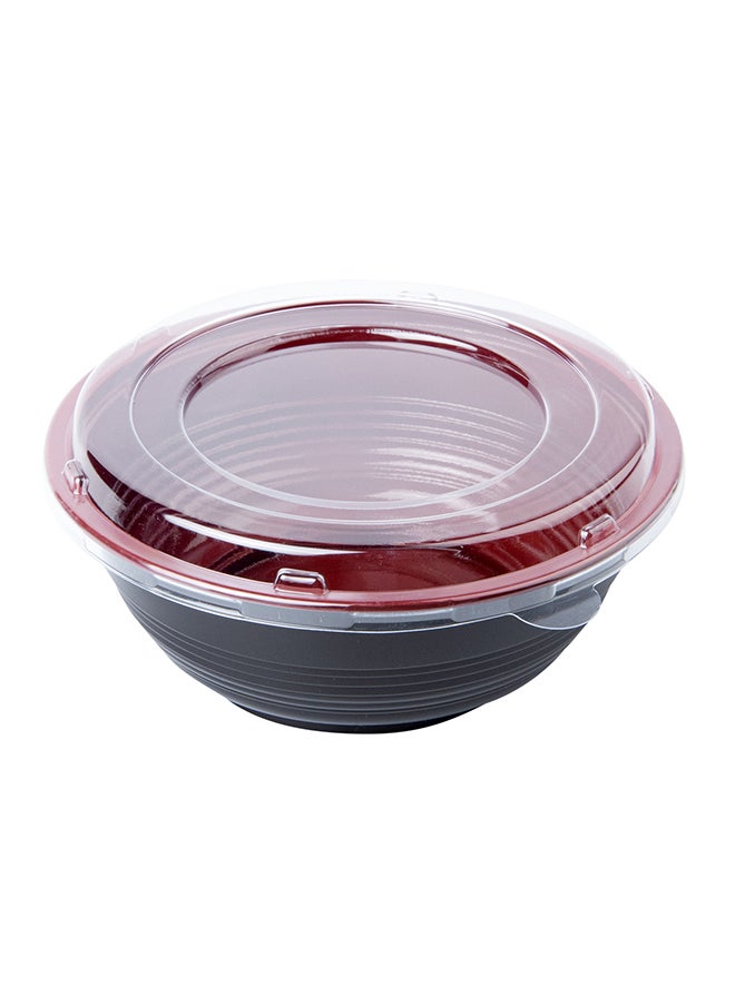 Restaurantware-34 Ounce Food Containers, 200 Disposable Salad Bowls - Lids Included, Microwavable, Black And Red Plastic To Go Bowls, Asian Inspired, Perfect For Picnics, Or Take Outs