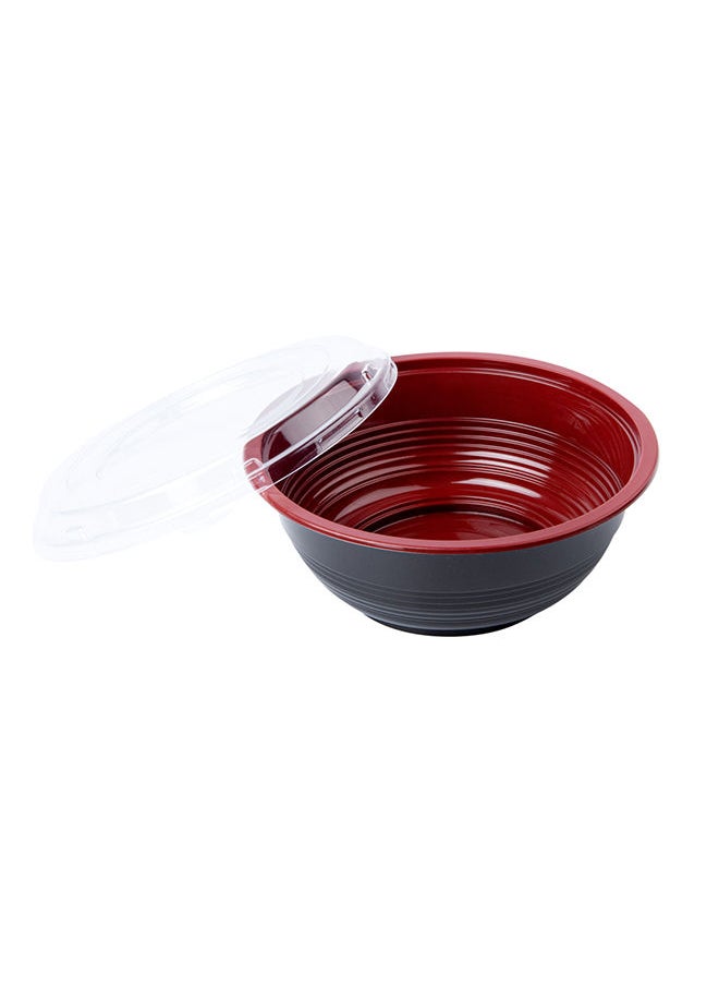 Restaurantware-34 Ounce Food Containers, 200 Disposable Salad Bowls - Lids Included, Microwavable, Black And Red Plastic To Go Bowls, Asian Inspired, Perfect For Picnics, Or Take Outs