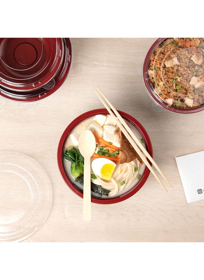 Restaurantware-34 Ounce Food Containers, 200 Disposable Salad Bowls - Lids Included, Microwavable, Black And Red Plastic To Go Bowls, Asian Inspired, Perfect For Picnics, Or Take Outs