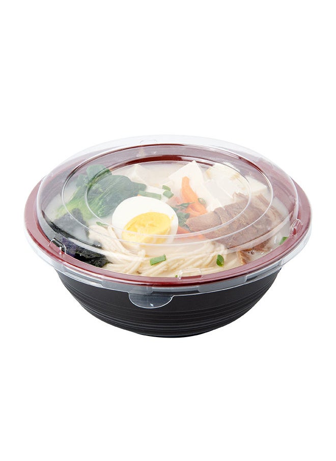 Restaurantware-34 Ounce Food Containers, 200 Disposable Salad Bowls - Lids Included, Microwavable, Black And Red Plastic To Go Bowls, Asian Inspired, Perfect For Picnics, Or Take Outs