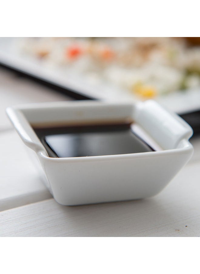 1 Ounce Soy Sauce Dishes, 10 Lipped Dipping Bowls - Built-In Handles, Stain-Resistant, White Porcelain Mini Bowls, Dishwasher-Safe, For Appetizers And Condiments