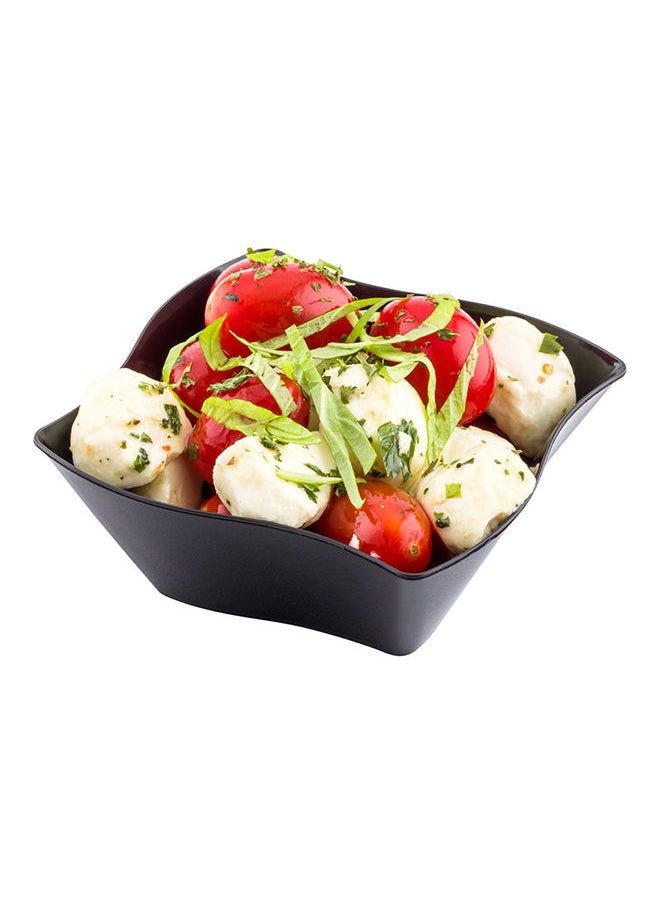 Restaurantware-3.3 x 3.3 x 1.4 Inch Dessert Plates, 100 Small Cocktail Plates - Square, Wavy Edges, Black Plastic Disposable Appetizer Plates, Holds Entrees, For Wedding, Or Birthday Parties