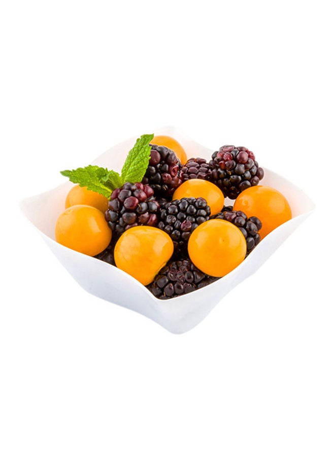 3.3 x 3.3 x 1.4 Inch Dessert Plates, 100 Small Cocktail Plates - Square, Wavy Edges, White Plastic Disposable Appetizer Plates, Holds Entrees, For Wedding, Or Birthday Parties