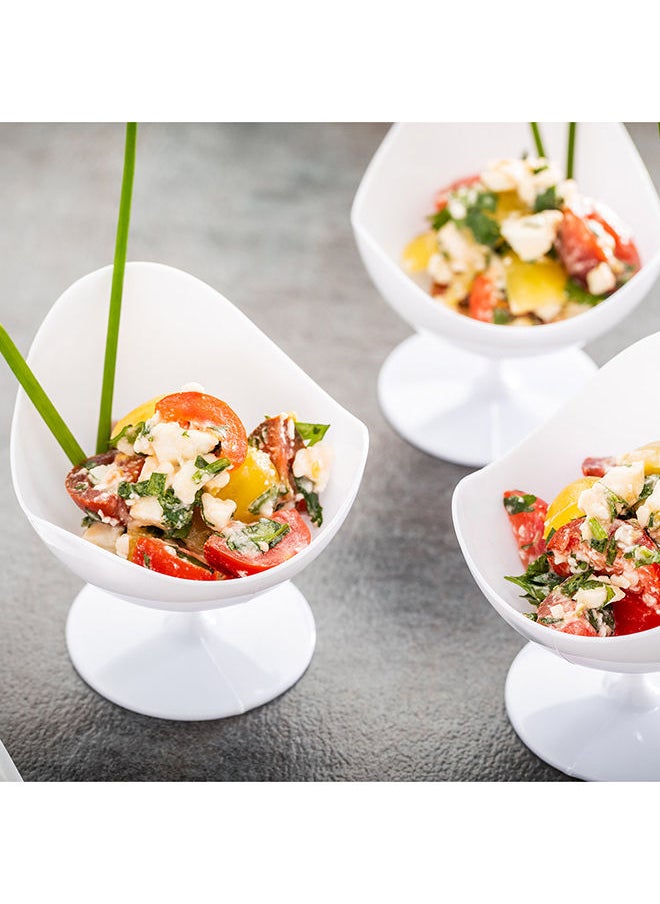 1.5 Ounce Mini Dessert Cups, 100 Disposable Parfait Cups - Mimics The Look Of Ball Chairs, With Stem, White Plastic Dessert Bowls, Premium, Serve Appetizers or Snacks