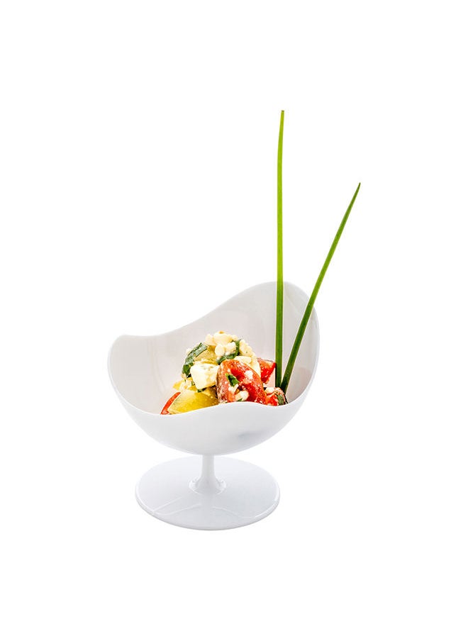 1.5 Ounce Mini Dessert Cups, 100 Disposable Parfait Cups - Mimics The Look Of Ball Chairs, With Stem, White Plastic Dessert Bowls, Premium, Serve Appetizers or Snacks