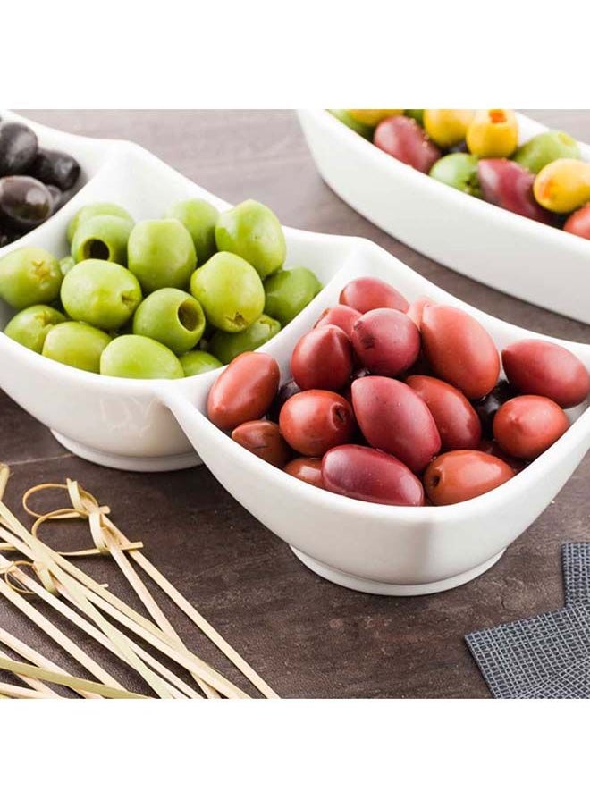 Restaurantware-24 Ounce Porcelain Condiment Tray, 1 Square Compartment Snack Dish - Serve Hors D'oeuvres, Dips, or Condiments, For Parties or Buffets, White Porcelain 4 Piece Appetizer Server
