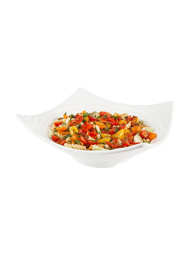Voga 128 Ounce Square Bowls, 2 Deep Serving Plates - Top Rack Dishwashable, Curved Rim, White Melamine Salad Bowls, Serve Hot And Cold Foods, For Parties Or Events