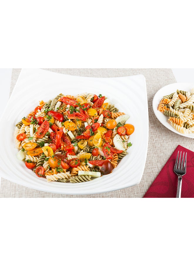 Voga 128 Ounce Square Bowls, 2 Deep Serving Plates - Top Rack Dishwashable, Curved Rim, White Melamine Salad Bowls, Serve Hot And Cold Foods, For Parties Or Events