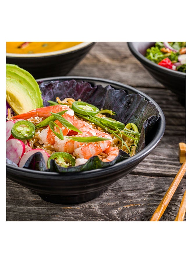 Restaurantware-Voga 27 Ounce Soup Bowls, 2 Large Pho Bowls - Faux Stone, Serve Noodles, Salads, Or Pastas, Black Melamine Ramen Bowls, Shatterproof, Dishwashable, Asian Style Bowls