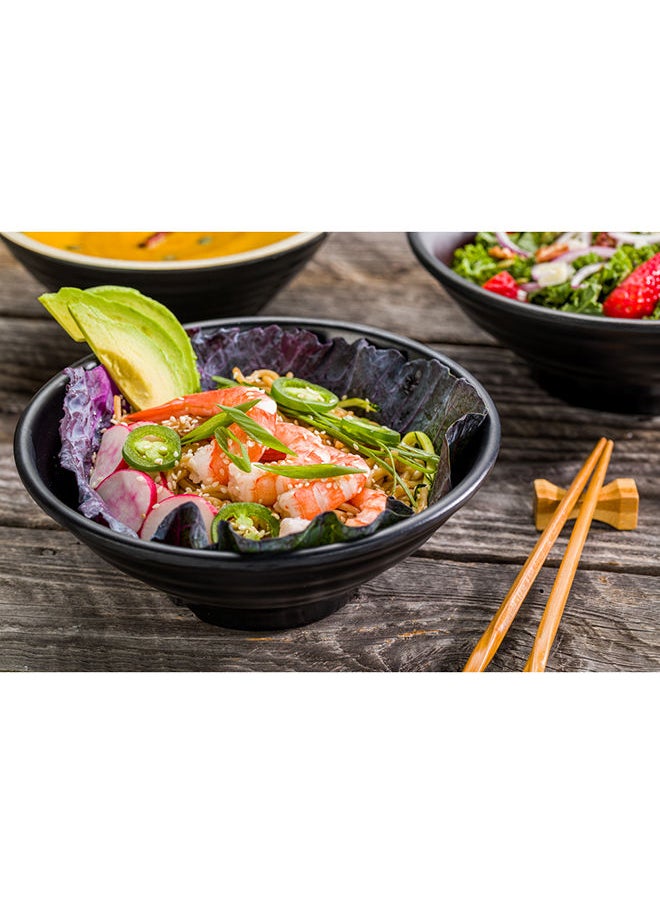 Restaurantware-Voga 27 Ounce Soup Bowls, 2 Large Pho Bowls - Faux Stone, Serve Noodles, Salads, Or Pastas, Black Melamine Ramen Bowls, Shatterproof, Dishwashable, Asian Style Bowls