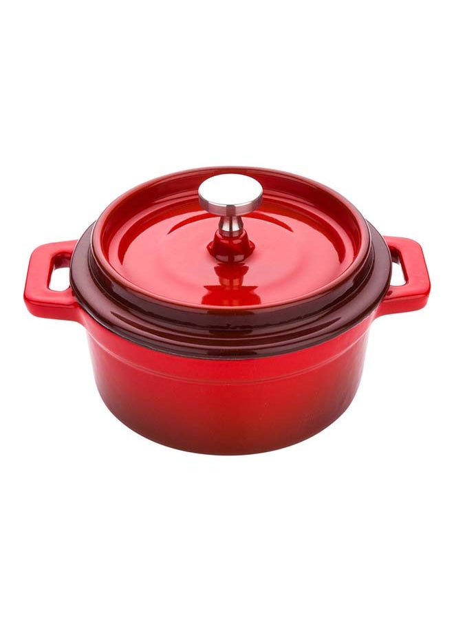 Restaurantware-8 Ounce Mini Casserole Dish, 1 Mini Dutch Oven With Lid - Enameled, Round, Red Cast Iron Mini Cocotte, Heavy-Duty, For Baking, Braising, Or Roasting