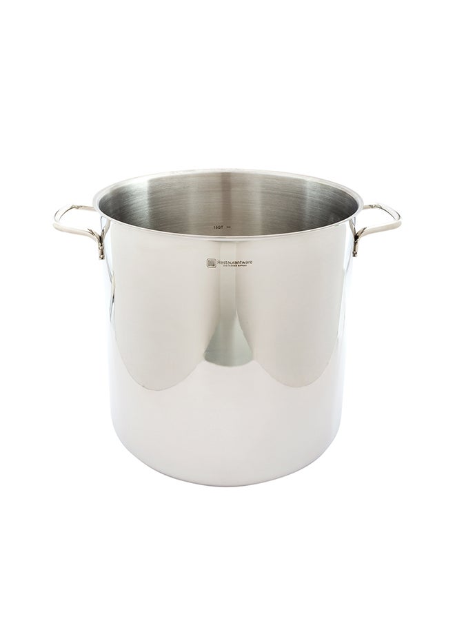 Restaurantware-Met Lux 21 Quart Stock Pot, 1 Induction Ready Gumbo Pot - With Handles, Lid Sold Separately, Mirror-Finish Stainless Steel Stew Pot, For Cooking And Boiling Food,