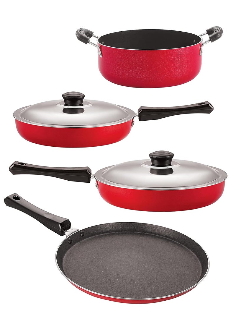 Nirlon Non Stick Cookware Pots and Pans Set of 4 Pieces (FT10_FP10_FP12_CS24)
