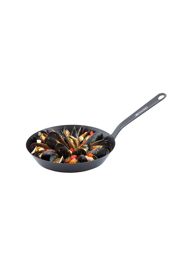 Restaurantware-8 Inch Round Frying Pan, 1 Non-Stick Frying Pan - Welded Handle, Heavy-Duty, Black Carbon Steel Fry Pan, Cookware For Homes or Restaurants, For Electric, Induction, and Gas Stoves