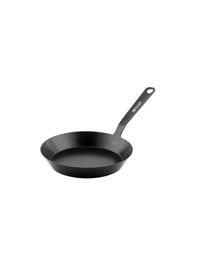 Restaurantware-8 Inch Round Frying Pan, 1 Non-Stick Frying Pan - Welded Handle, Heavy-Duty, Black Carbon Steel Fry Pan, Cookware For Homes or Restaurants, For Electric, Induction, and Gas Stoves