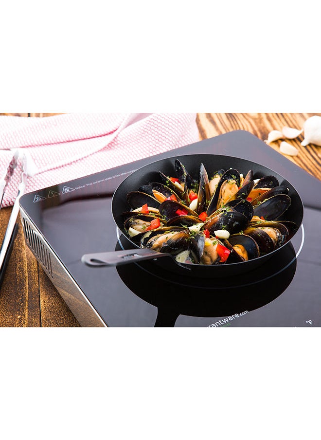 Restaurantware-8 Inch Round Frying Pan, 1 Non-Stick Frying Pan - Welded Handle, Heavy-Duty, Black Carbon Steel Fry Pan, Cookware For Homes or Restaurants, For Electric, Induction, and Gas Stoves