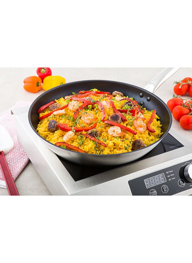 Restaurantware-Met Lux 12.6 Inch Round Frying Pan, 1 Non-Stick Frying Pan - Induction Ready, Riveted Handle, Stainless Steel Fry Pan, Dishwashable, Cookware For Homes or Restaurants