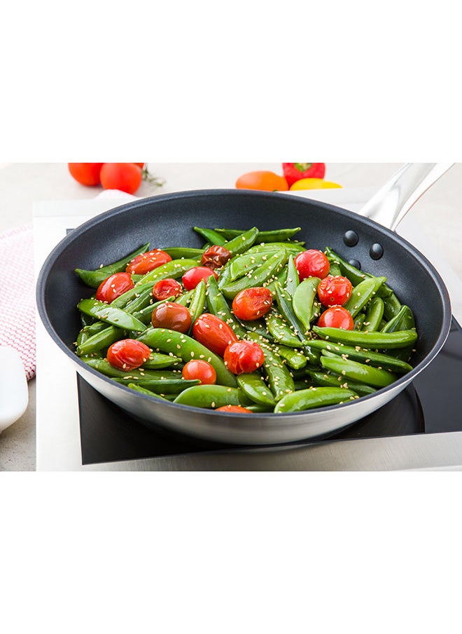 Restaurantware-Met Lux 10 Inch Round Frying Pan, 1 Non-Stick Frying Pan - Induction Ready, Riveted Handle, Stainless Steel Fry Pan, Dishwashable, Cookware For Homes or Restaurants