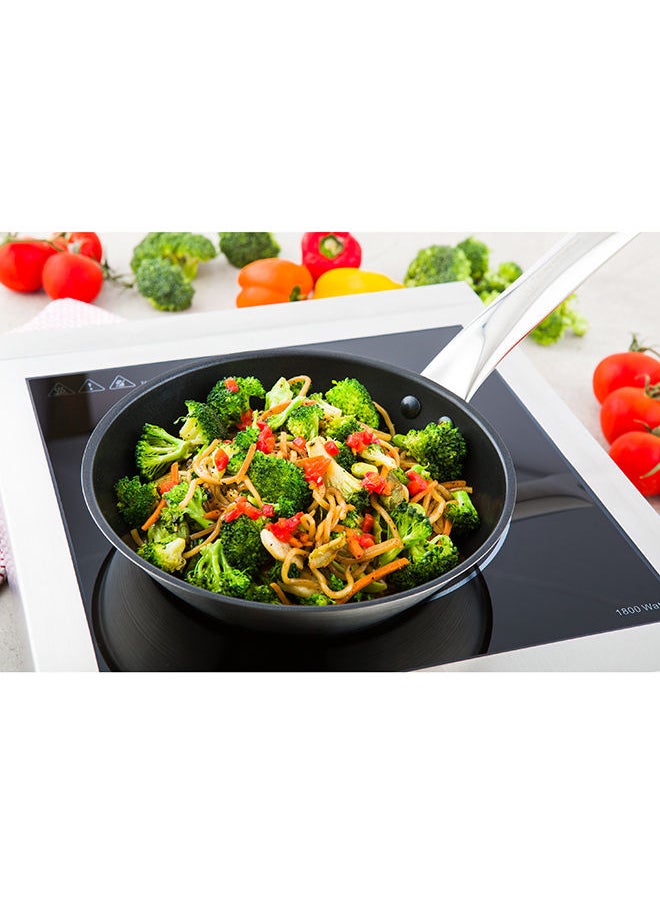 Restaurantware-Met Lux 8 Inch Round Frying Pan, 1 Non-Stick Frying Pan - Induction Ready, Riveted Handle, Stainless Steel Fry Pan, Dishwashable, Cookware For Homes or Restaurants