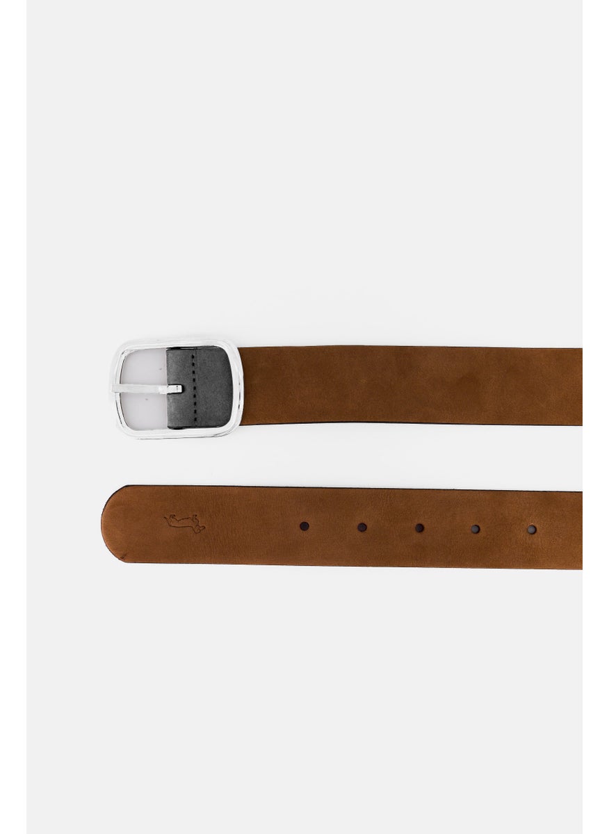 Women Solid Reversible Leather Belt, Dark Pink