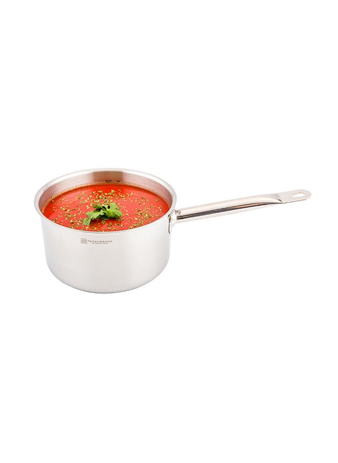 Restaurantware-Met Lux 3.5 Quart Induction Sauce Pan, 1 Wide Basin Deep Sauce Pan - Single Handle, Lid Sold Separately, Mirror-Finish Stainless Steel Cooking Pot, For Cooking And Boiling Food,