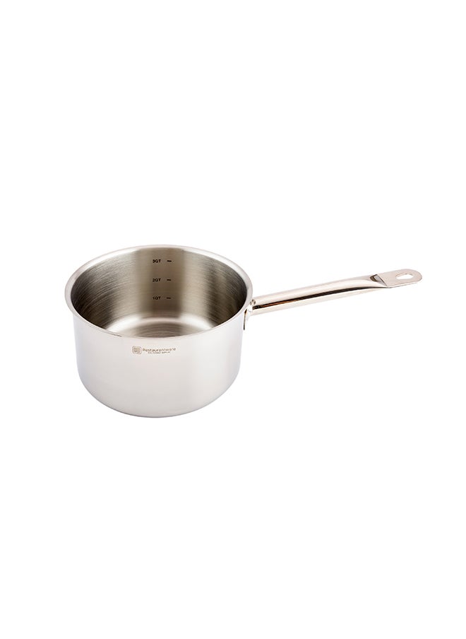 Restaurantware-Met Lux 3.5 Quart Induction Sauce Pan, 1 Wide Basin Deep Sauce Pan - Single Handle, Lid Sold Separately, Mirror-Finish Stainless Steel Cooking Pot, For Cooking And Boiling Food,