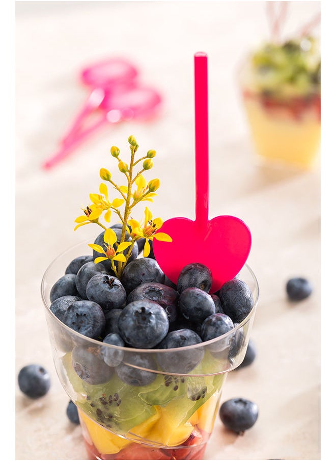 Restaurantware-3.5 Inch x 1.3 Inch Heart Spoons, 500 Disposable Mini Plastic Spoons - Heart-Shaped, For Desserts, Magenta Plastic Tasting Spoons, For Parties Or Events,
